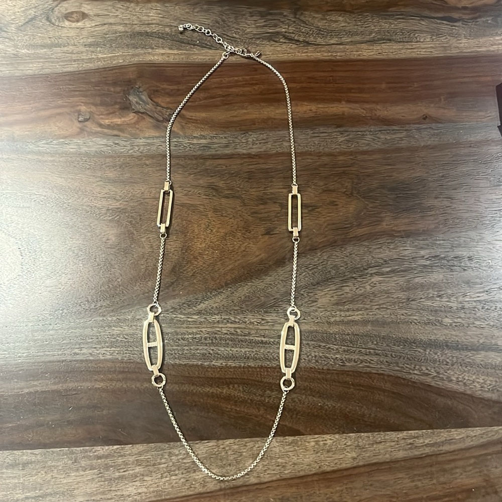 Chicoโs Silver Toned Chain Necklace Adjustable